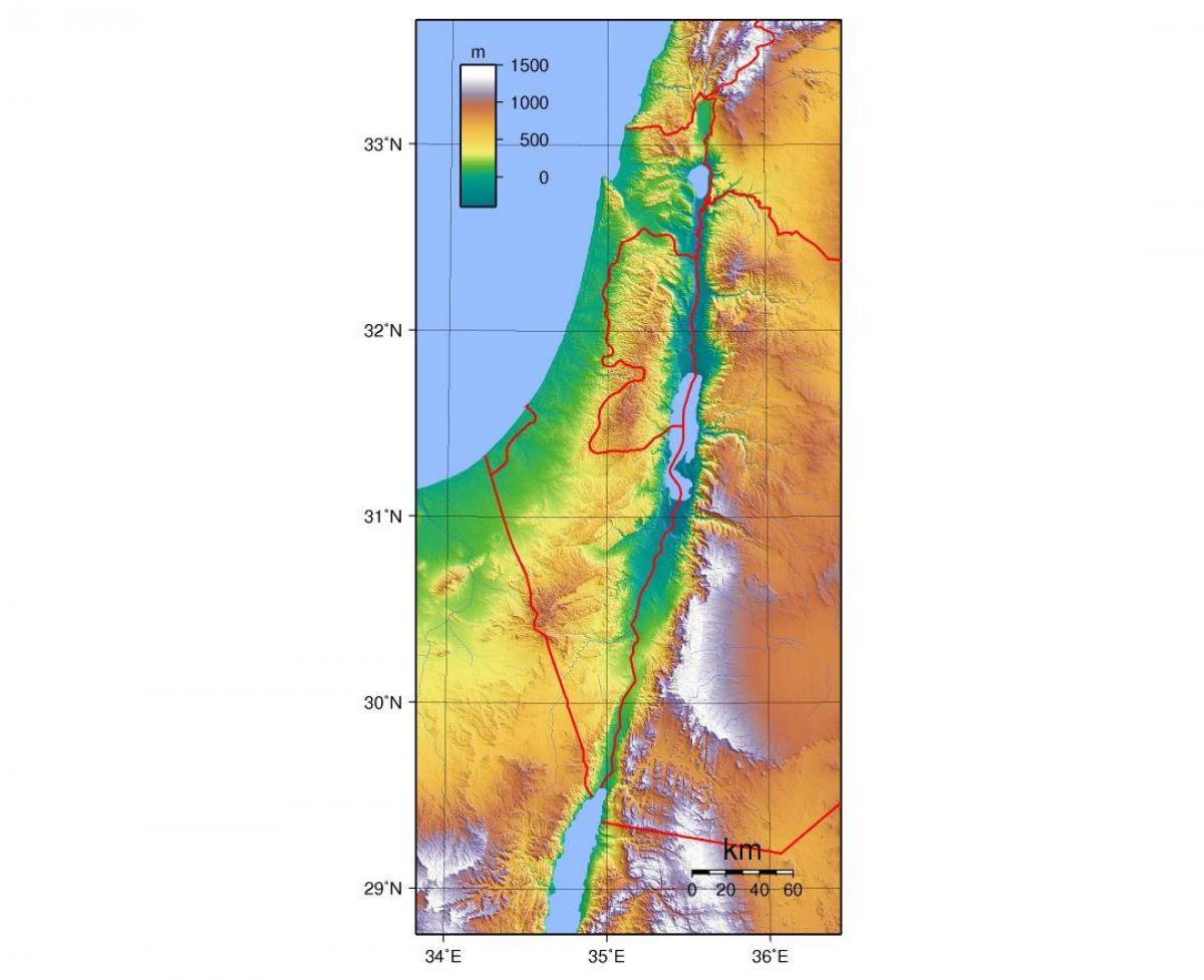 mapa de israel elevação