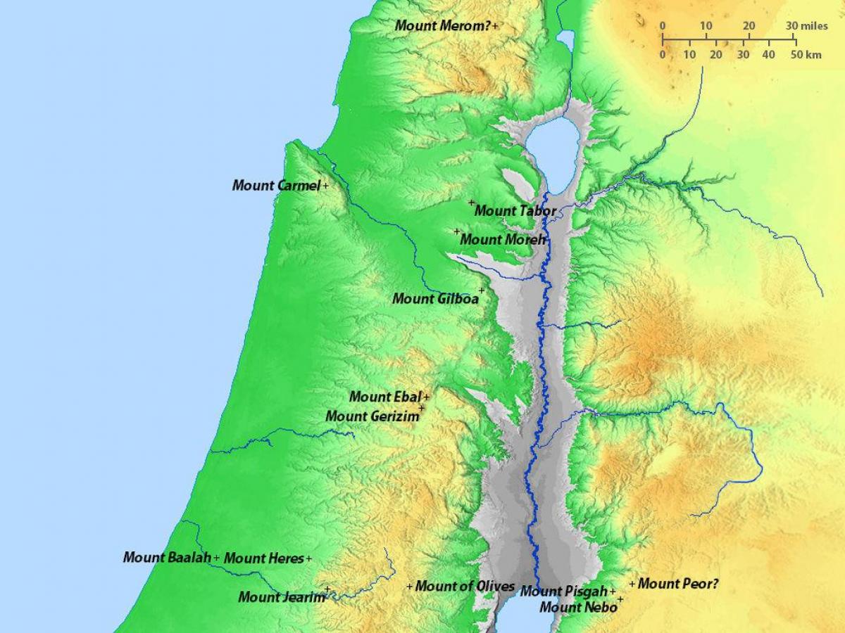 mapa de israel montanhas